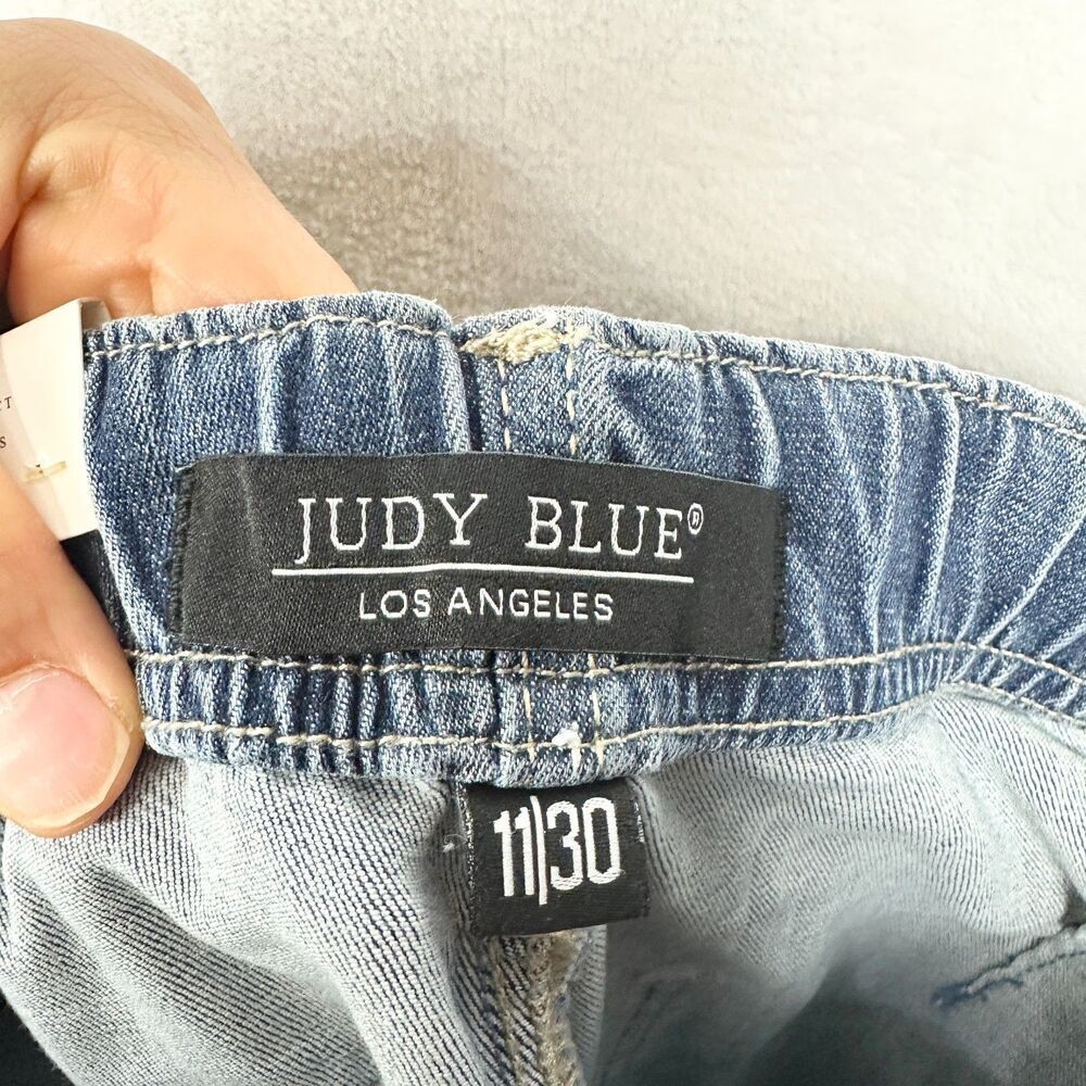 Judy Blue High Waist Jogger Jean Size 11/30 NWT Elastic Waist Zip Fly Drawstring - Picture 6 of 7